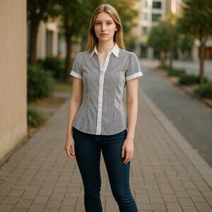 Portmans Striped Cotton Blend Top Size US XS